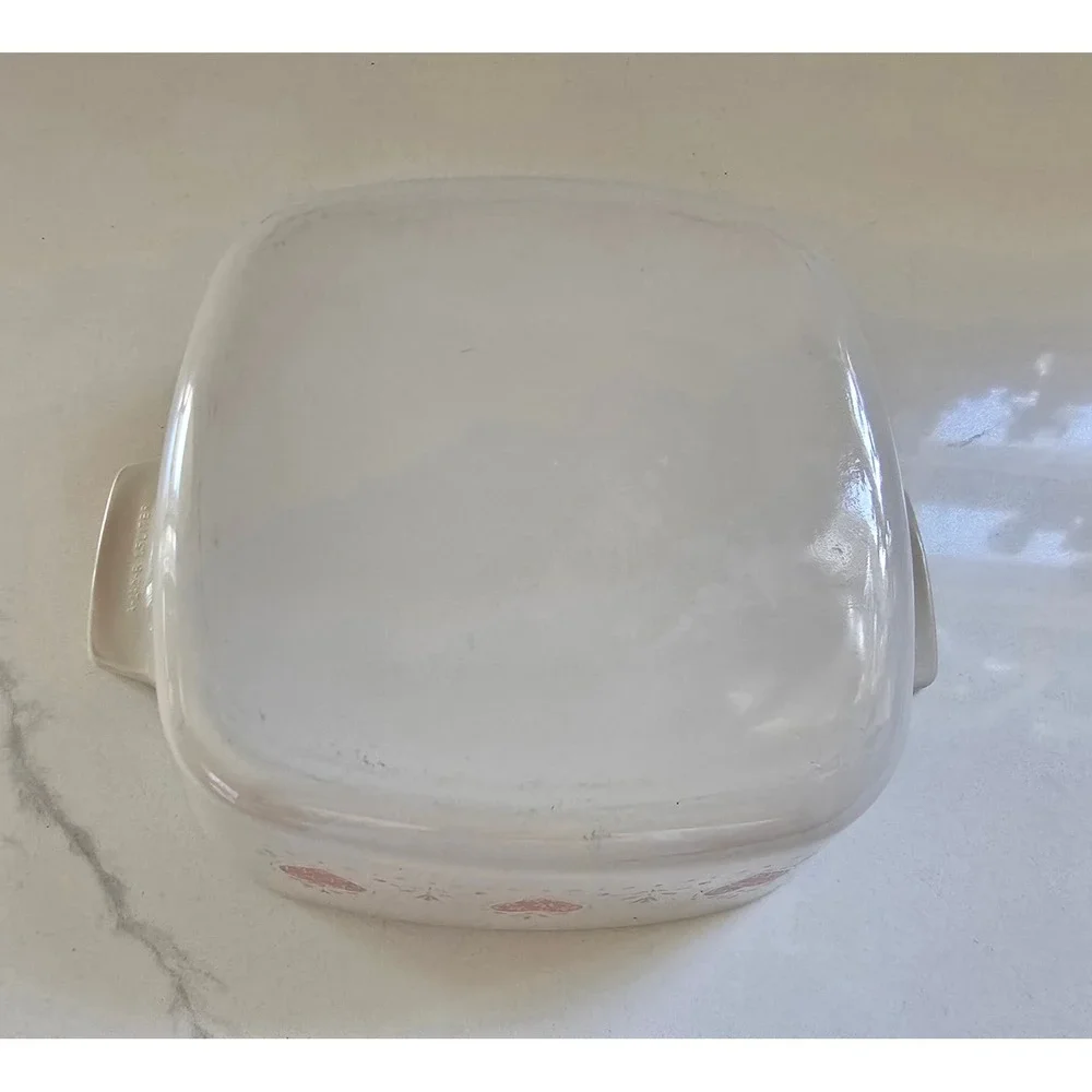 Corning Ware A-1 1/2-B 1.5 Liter Square Casserole Dish Pink Hearts Floral